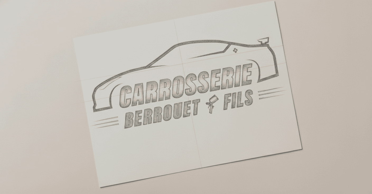 Croquis du nouveau logo de la Carrosserie Berrouet
