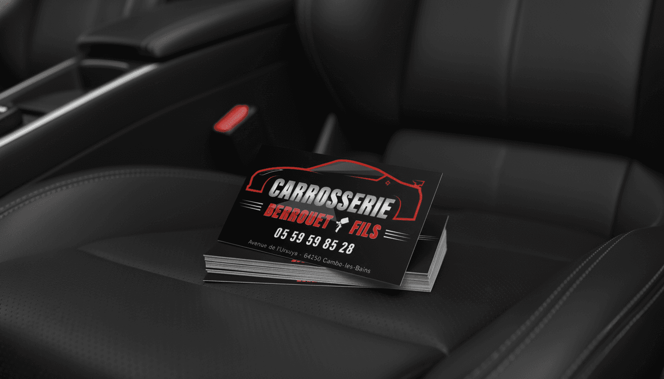 Recto de la carte de visite Carrosserie Berrouet